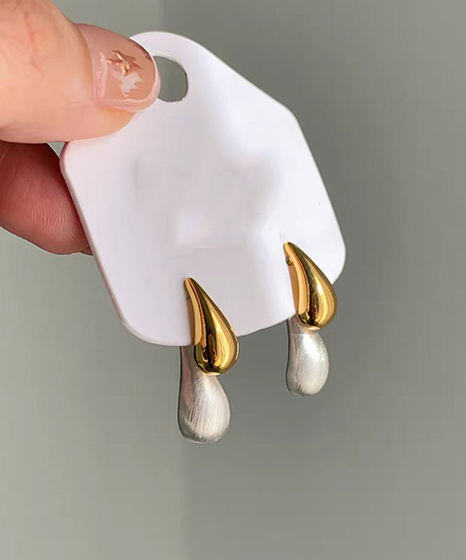 Colorblock Copper Overgild Water Droplet Stud Earrings
