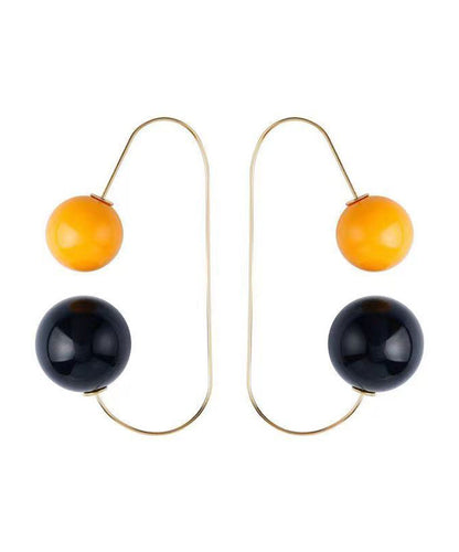 Colorblock Copper Resin Ball Hoop Earrings