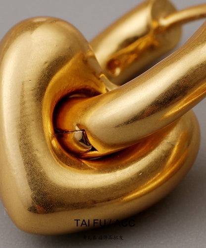 Gold Copper Overgild Removable Love Hoop Earringss