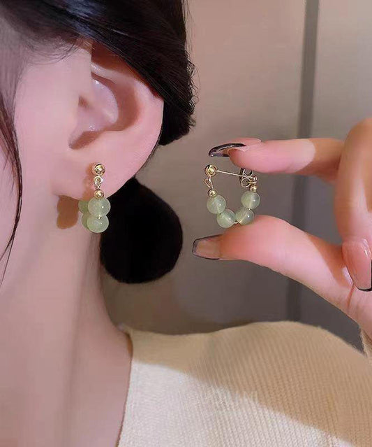 Green Overgile Crystal Hoop Earrings Tw1048