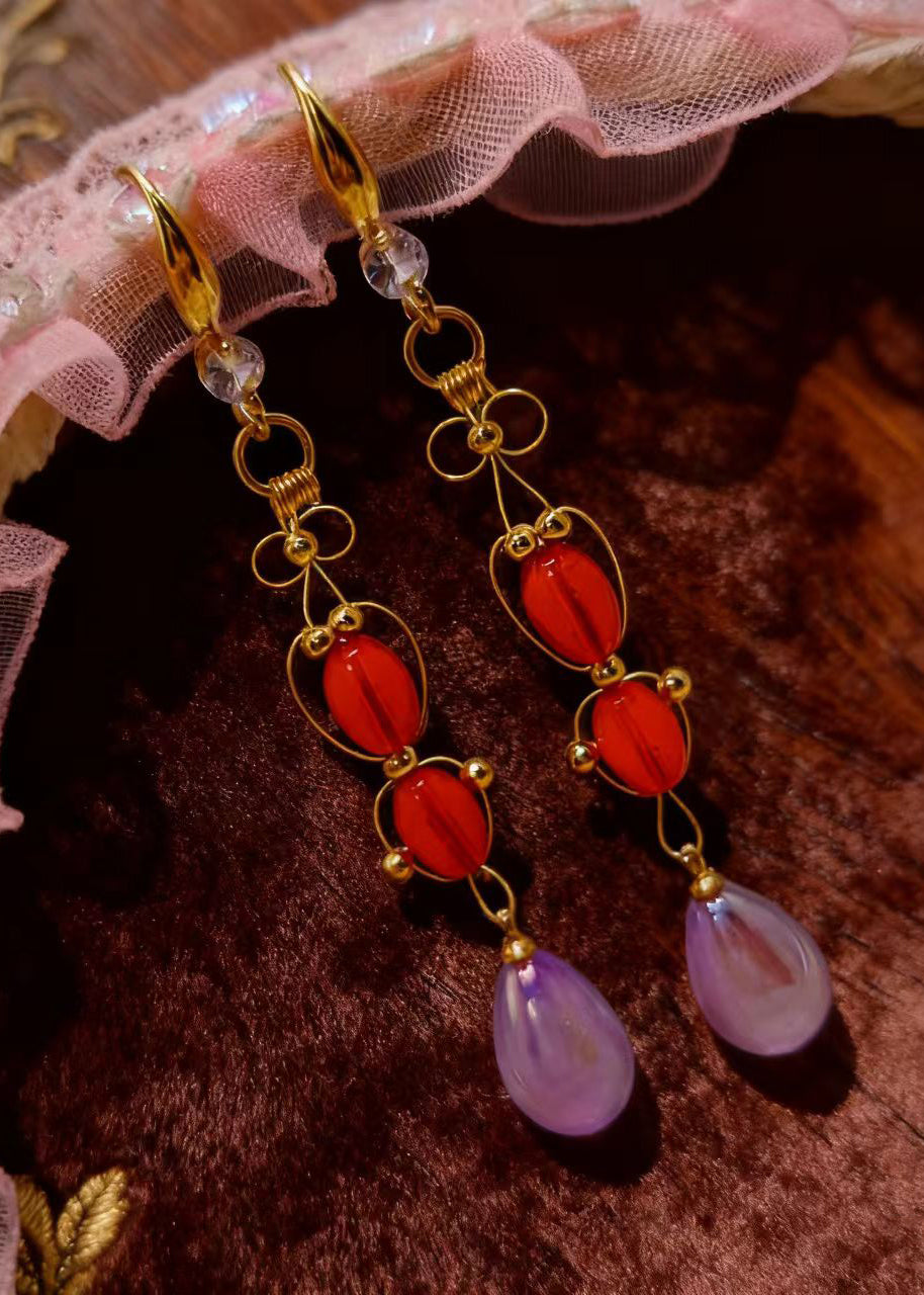 Lavender Tasseled Acrylic Drop Earrings