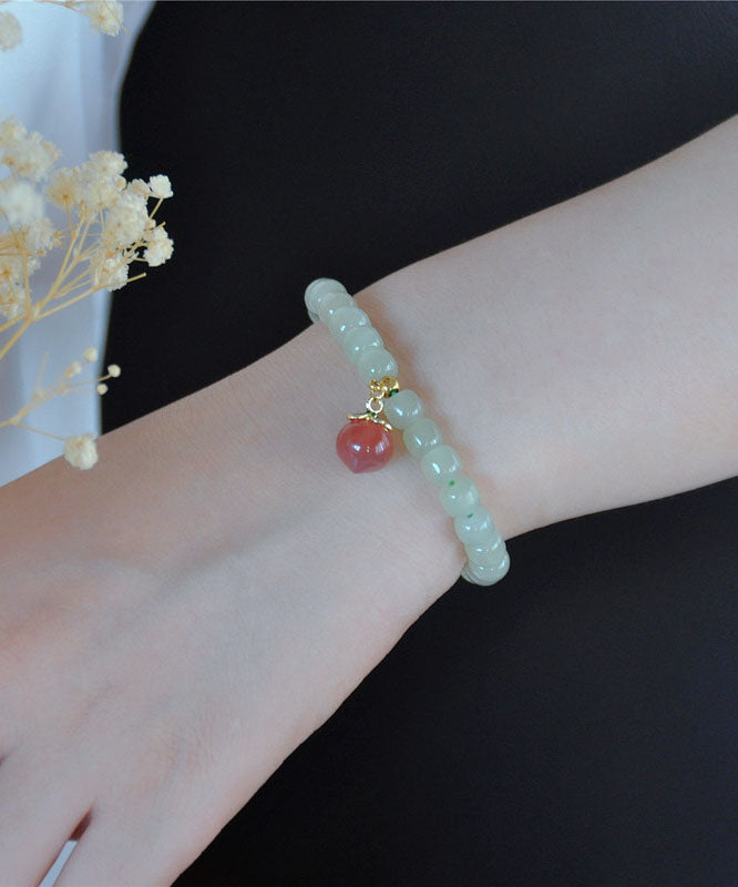 Little Green Stainless Steel Jade Agate Charm Bracelet