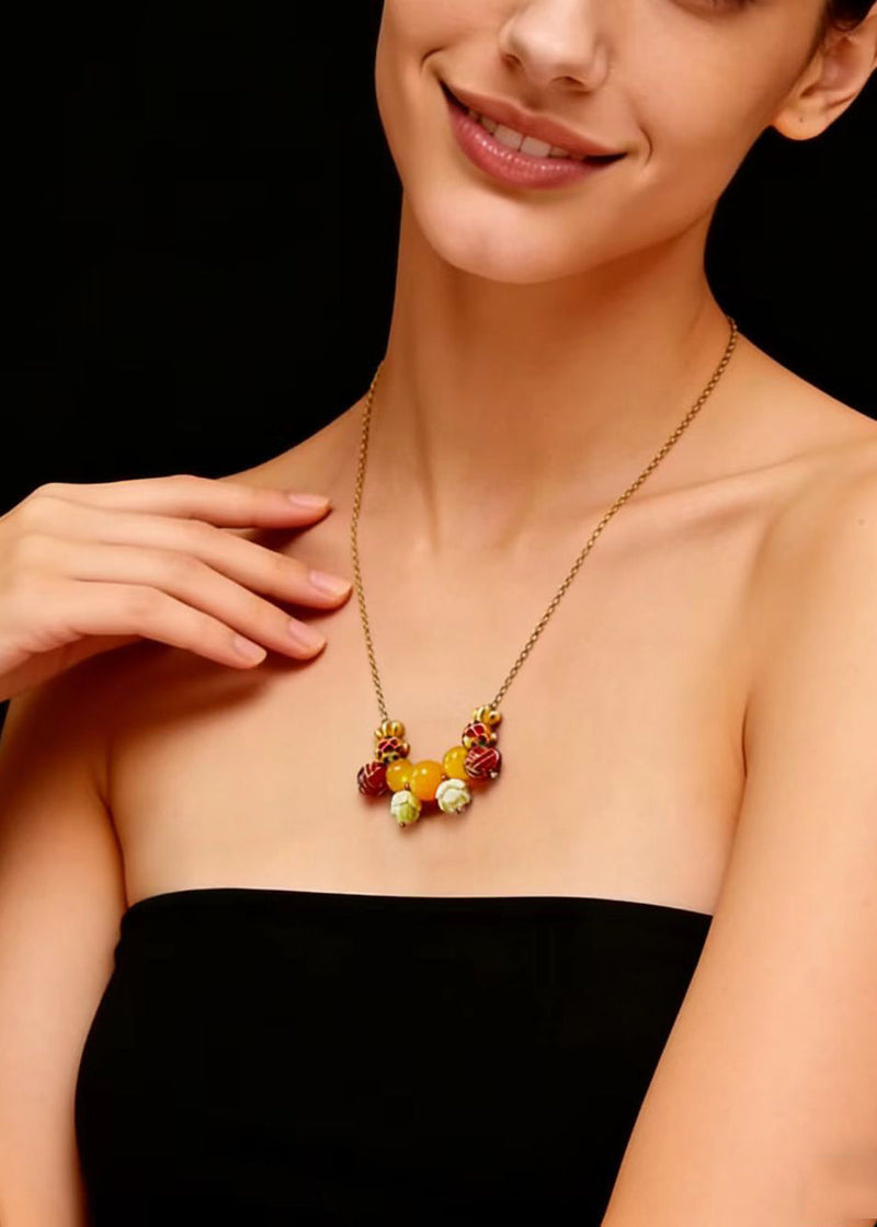 Lotus Bead Goldfish Beeswax Pendant Necklace