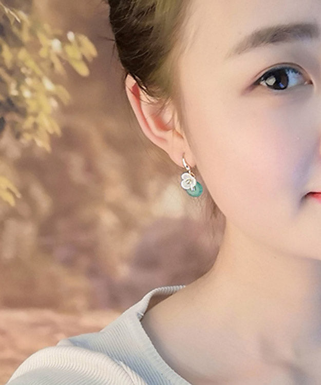 Peacock Blue Jade Shell Drop Earrings