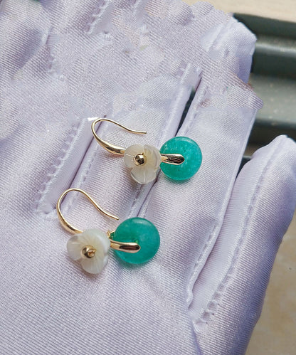 Peacock Blue Jade Shell Drop Earrings