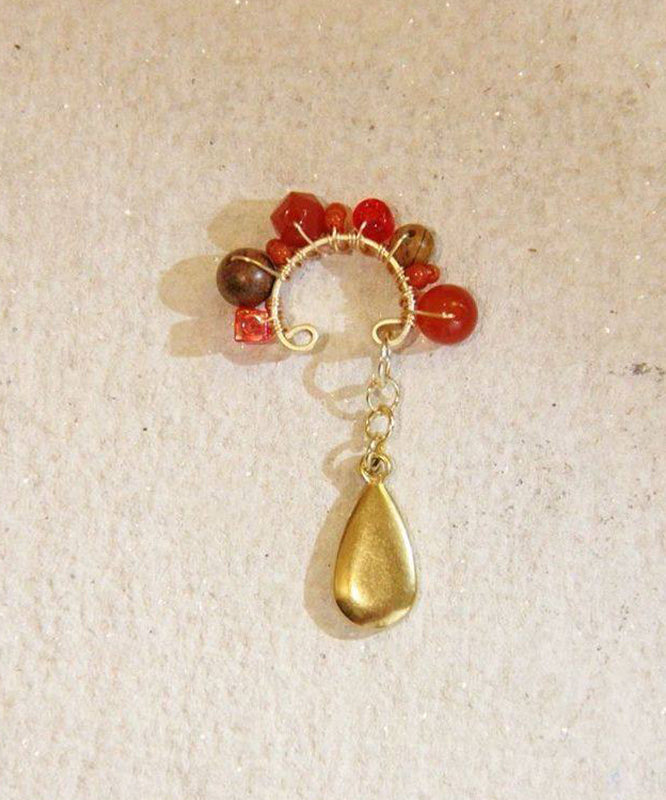 Red Sterling Silver Overgild Agate Colored Glaze Peking Opera Stud Earrings