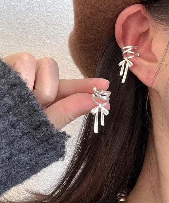 Silk Metal Overgild Bow Hoop Earrings Gh1056