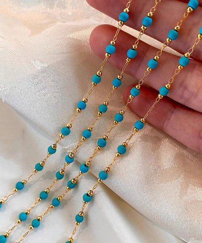 Turquoise Stringing Beads Paitings Adjustable Copper Necklace