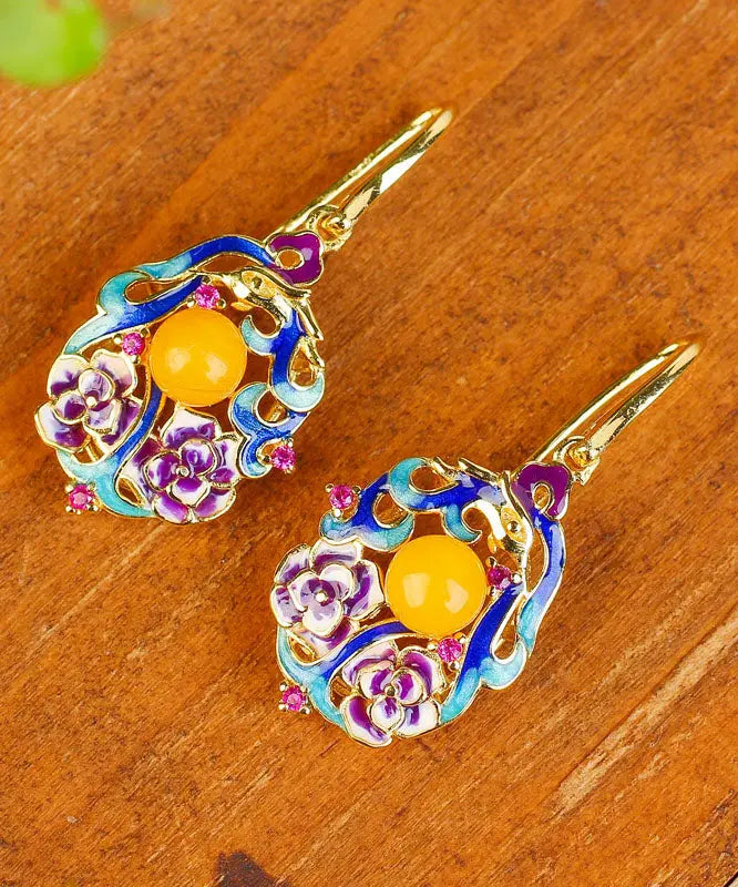 Sterling Silver Inlaid Beeswax Drop Earrings