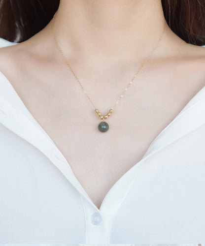 Classy Gold 14k Gold Crystal Pendant Necklace