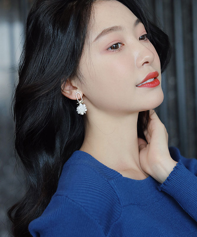 Classy Gold Alloy Zircon Drop Earrings