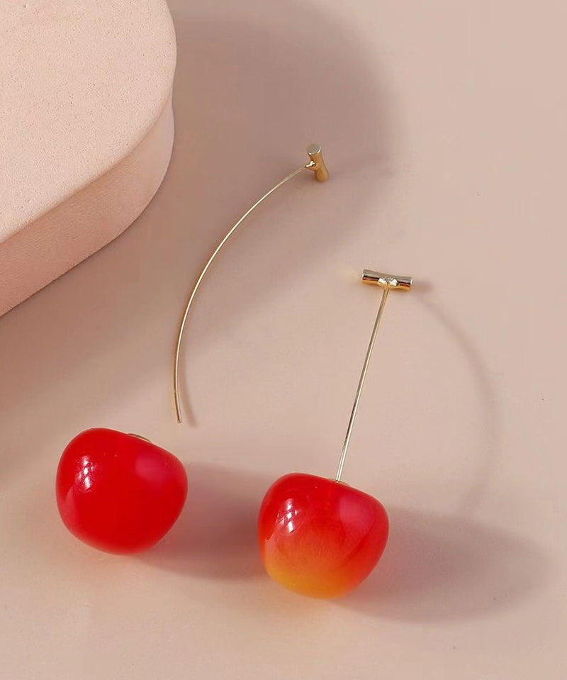 Orange Alloy Acrylic Cherry Drop Earrings Kx1044