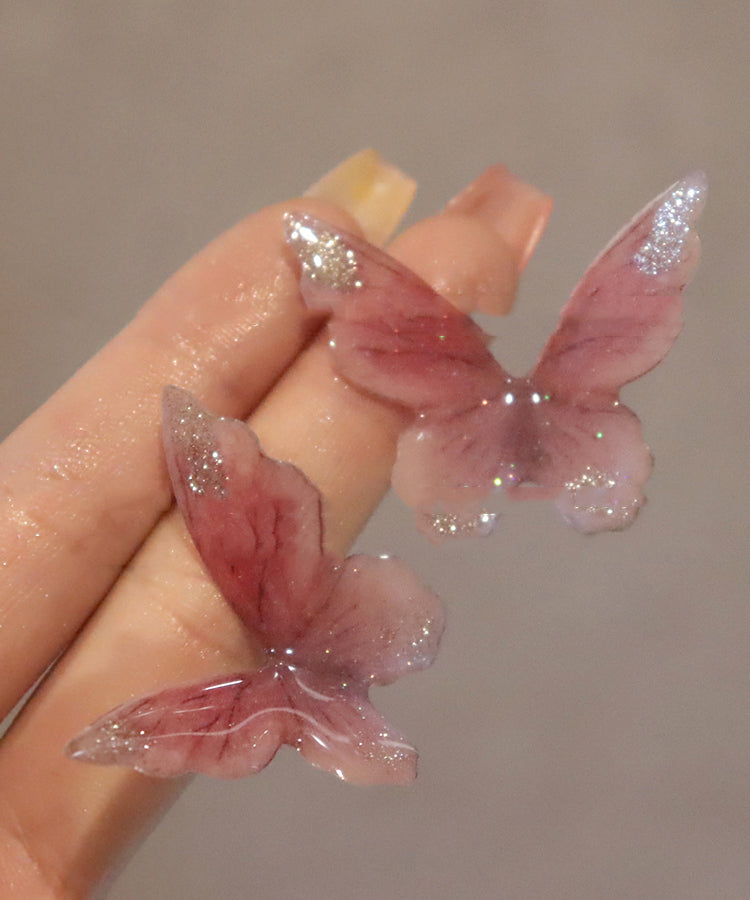 Pink Butterfly Zircon Stud Earrings