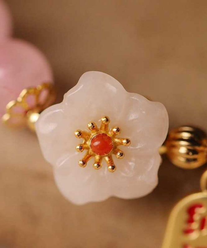 Crystal Charm Alloy Silver Pink Peach Sterling Blossom