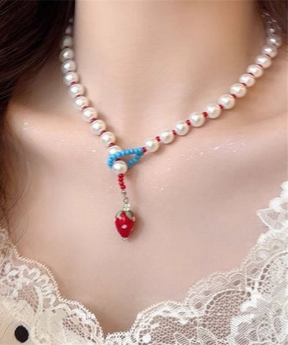 White Alloy Strawberries Pearl Princess Necklace