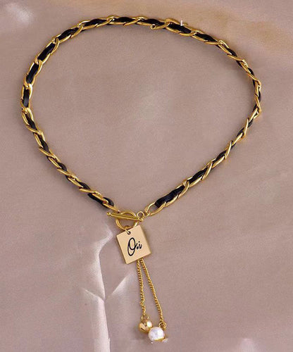 Diy Black Sterling Silver Overgild Pearl Pendant Necklace Df1012