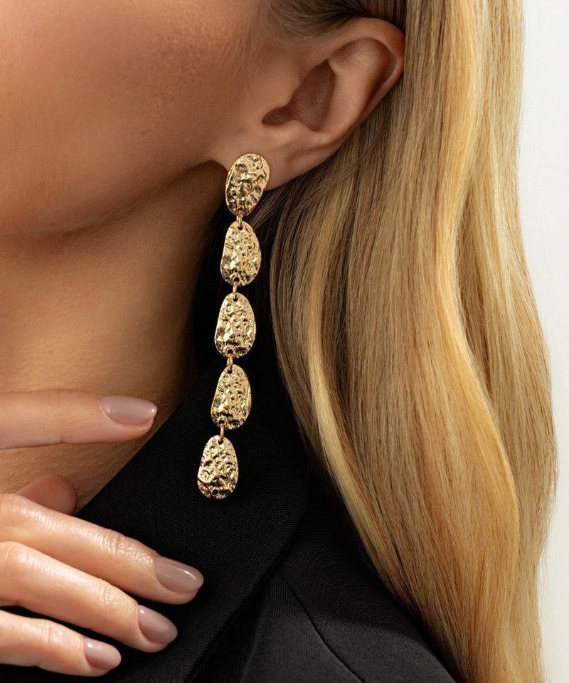 Diy Gold Metal Disc Tassel Drop Earrings