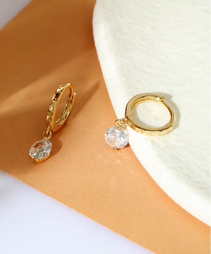 Diy Gold Sterling Silver Inlaid Zircon Hoop Earrings