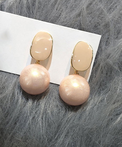 Diy Light Pink Sterling Silver Alloy Pearl Drop Earrings Gh1079