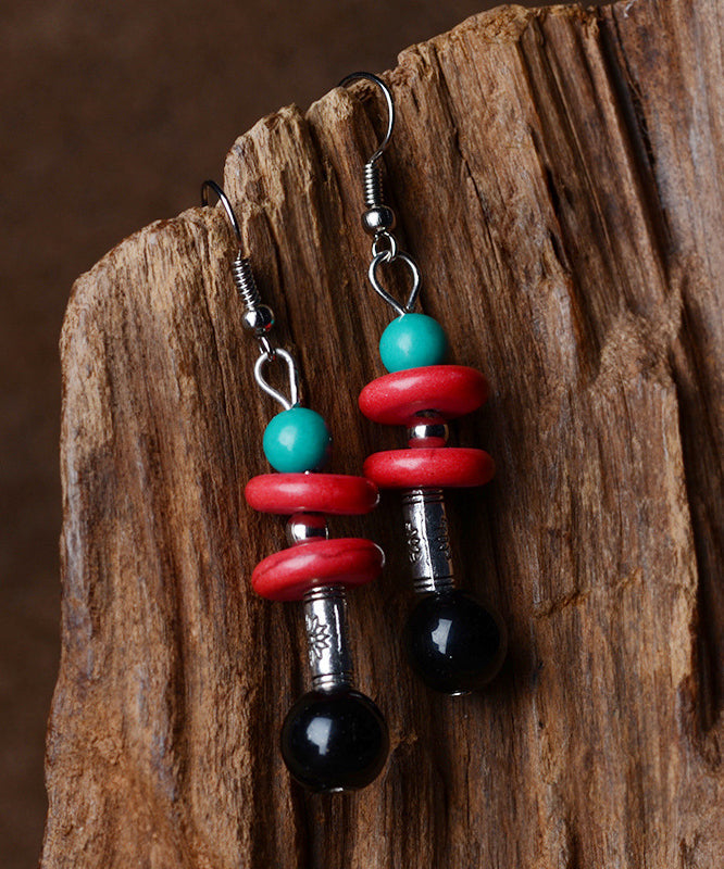 Diy Multicolor Geometry Agate Turquoise Hoop Earrings