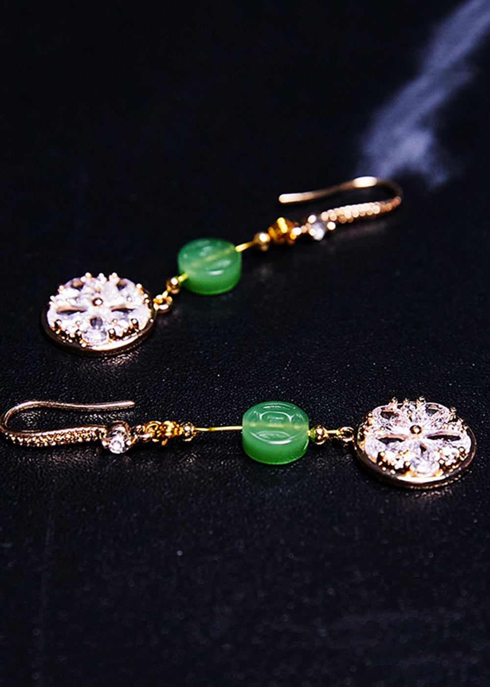 Diy Purple Zircon Classy Jade Drop Earrings