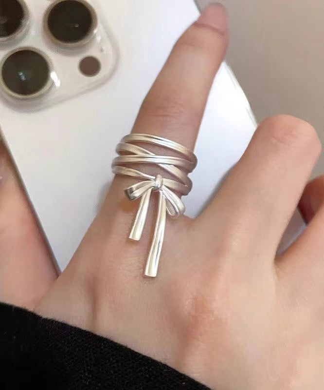 Diy Silk Sterling Silver Bow Silk Ribbon Rings Gh1034