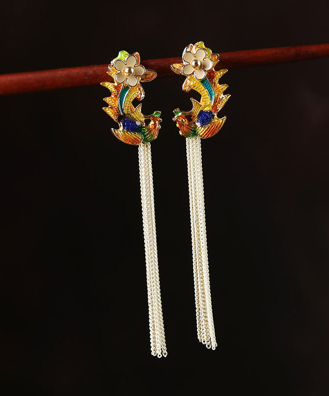 Diy Sterling Silver Cloisonne Tassel Drop Earrings