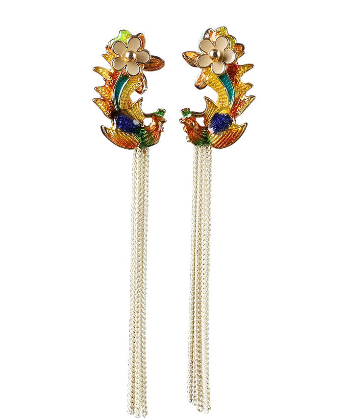 Diy Sterling Silver Cloisonne Tassel Drop Earrings