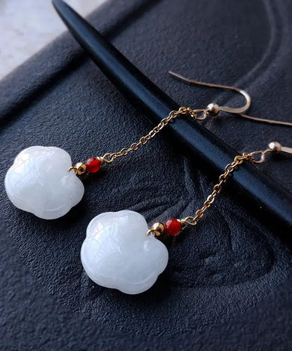 Diy 14k Gold Jade Gem Stone Drop Earrings