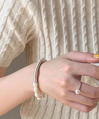 Diy White Sterling Silver Pearl Bracelet