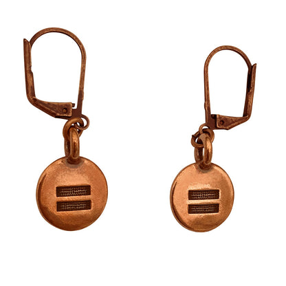 Dragonweave Equality Circle Charm Necklace and Earring Set, Antique Copper Brown Leather Choker and Leverback Earrings