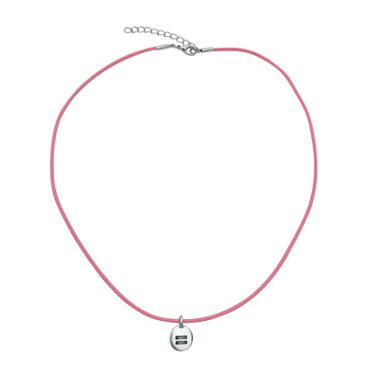 Dragonweave Equality Circle Charm Necklace and Earring Set, Silver Plated Pink Leather Choker and Leverback Earrings