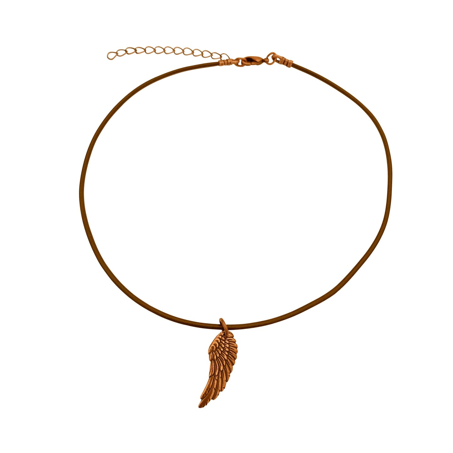Dragonweave Wing Charm Necklace and Earring Set, Antique Copper Brown Leather Choker and Leverback Earrings