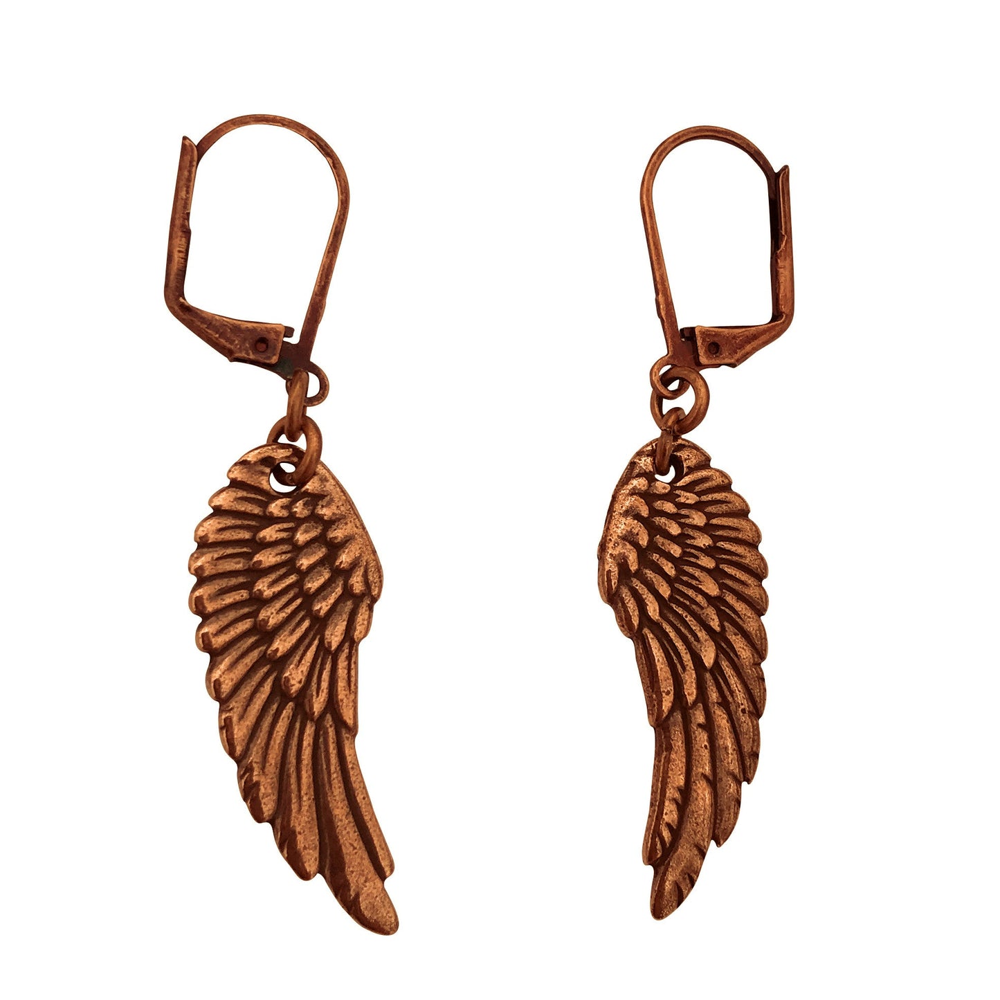 Dragonweave Wing Charm Necklace and Earring Set, Antique Copper Brown Leather Choker and Leverback Earrings