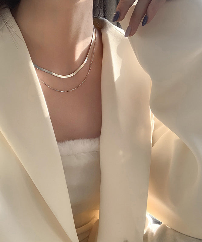 Gold Sterling Silver Overgild Bilayer Necklace Po009