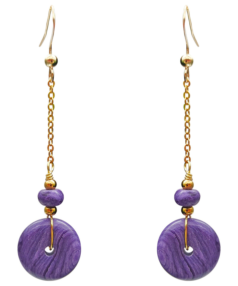 Purple 14k Gold Crystal Drop Earrings