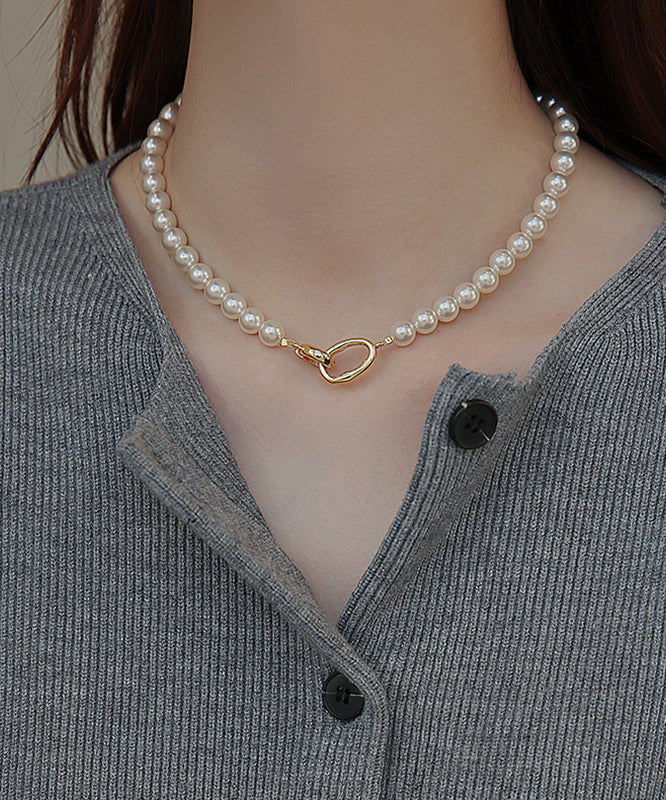 White Copper Overgild Pearl Gratuated Bead Necklacefine Silk Sterling Silver Broken Silver Gypsophila Necklace Et010