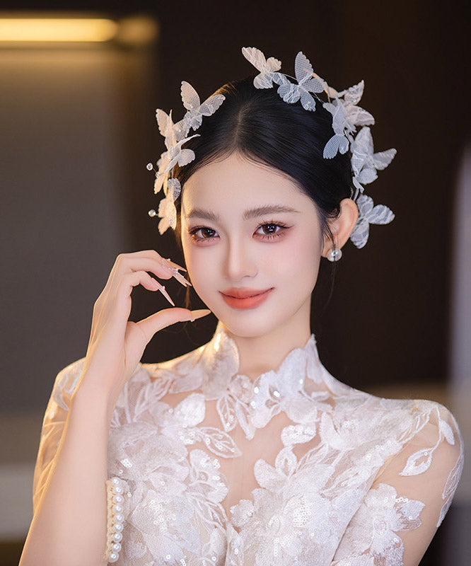 White Lace Butterfly a Pair Hairpin