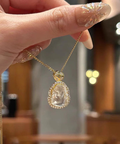 White Sterling Silver Overgild Zircon a Mythical Wild Animal Pendant Necklace Qi053