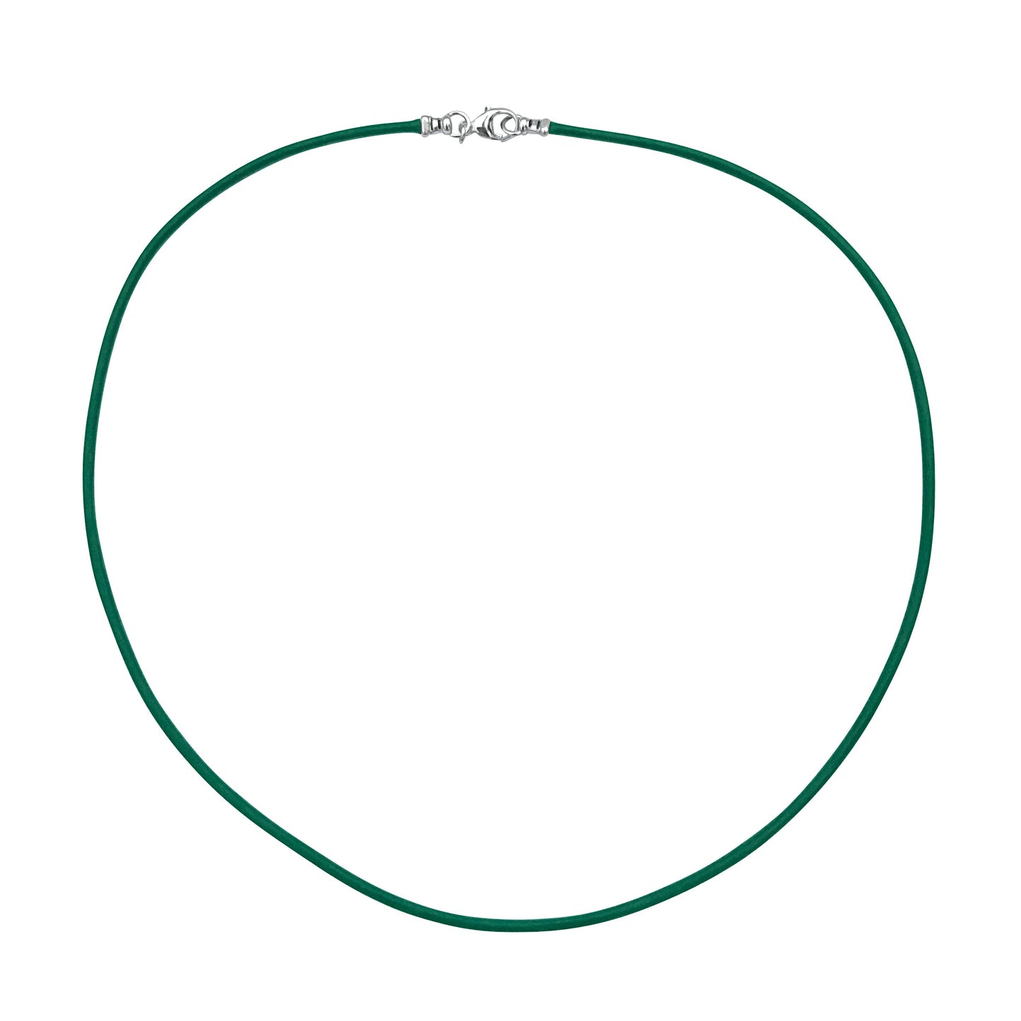 Sterling Silver 1.8mm Fine Emerald Green Leather Cord Necklace