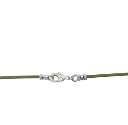Sterling Silver 1.8mm Fine Olive Green Leather Cord Necklace