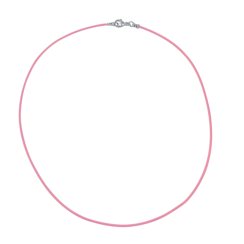 Sterling Silver 1.8mm Fine Pink Leather Cord Necklace