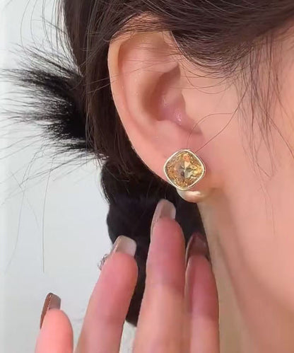 Champagne Copper Overgild Pearl Two Ways of Wearing It Stud Earrings