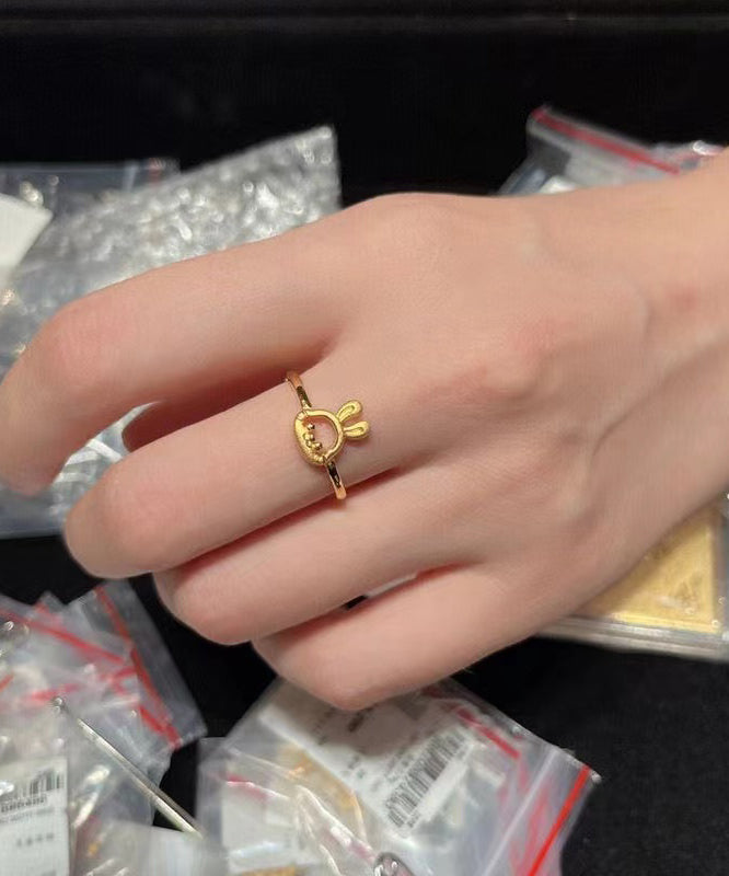 Gold Sterling Silver Overgild Little Rabbit Rings Gh1043