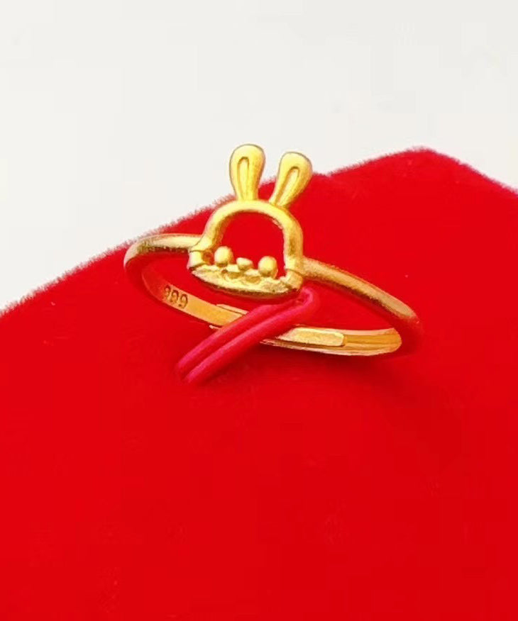 Gold Sterling Silver Overgild Little Rabbit Rings Gh1043