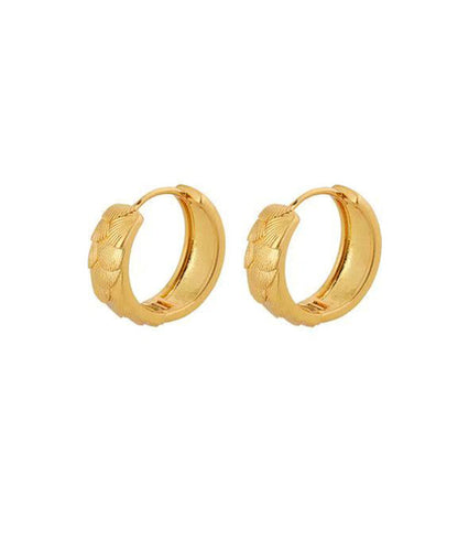 Fine Gold Copper Alloy Fish Scale Hoop Earrings
