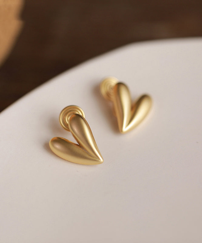 Gold Lovestud Copper Earrings Alloy Fine