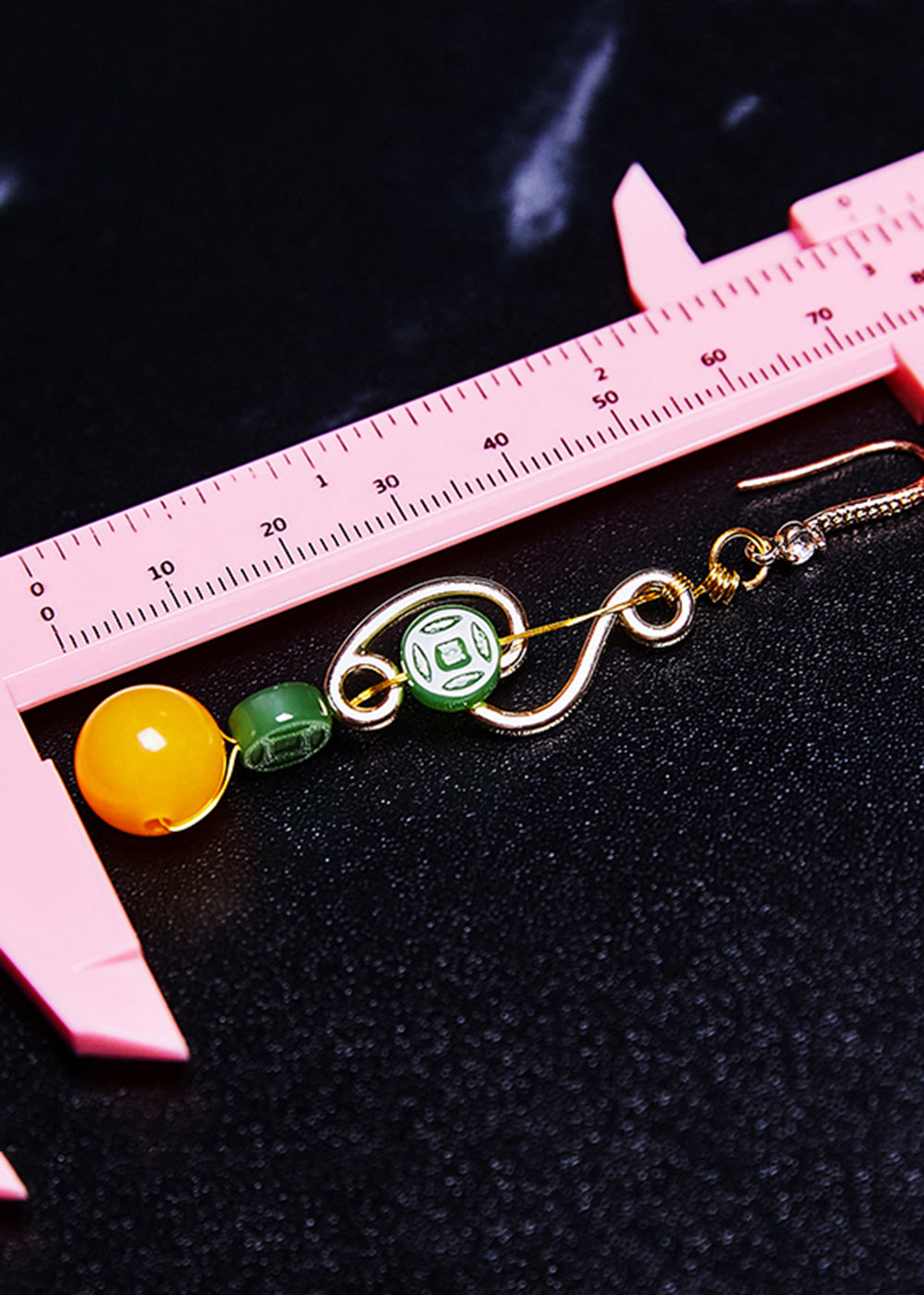 Fine Jade and Beeswax Zircon Long Drop Earrings