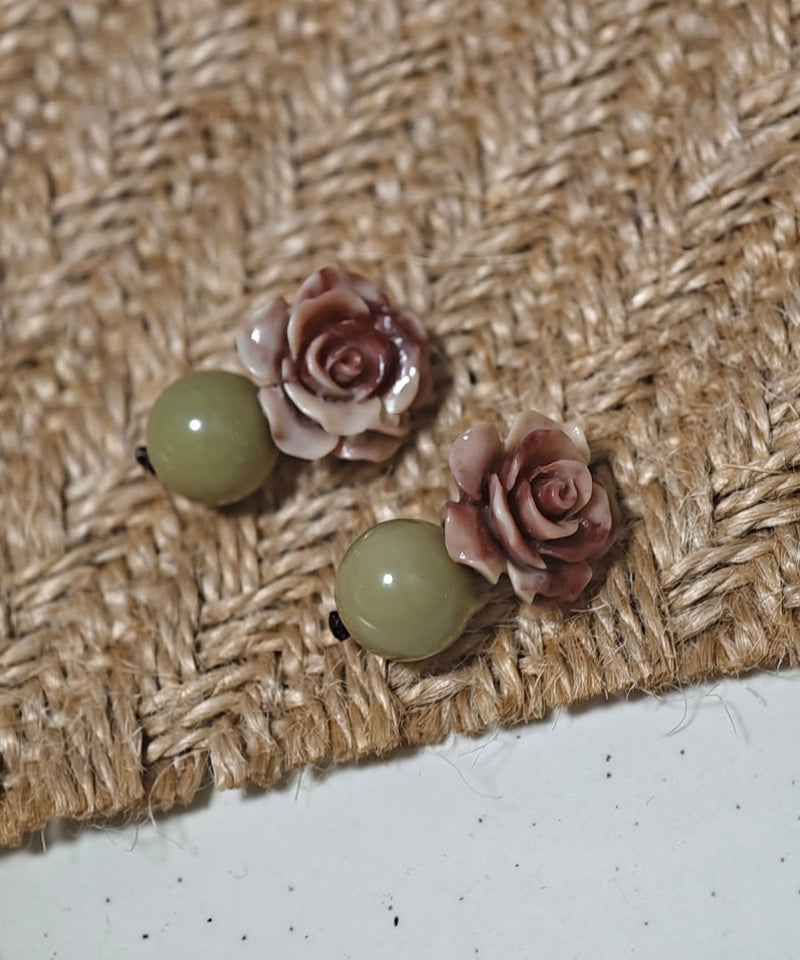 Fine Light Green Copper Alloy Tie Dye Shell Drop Earrings