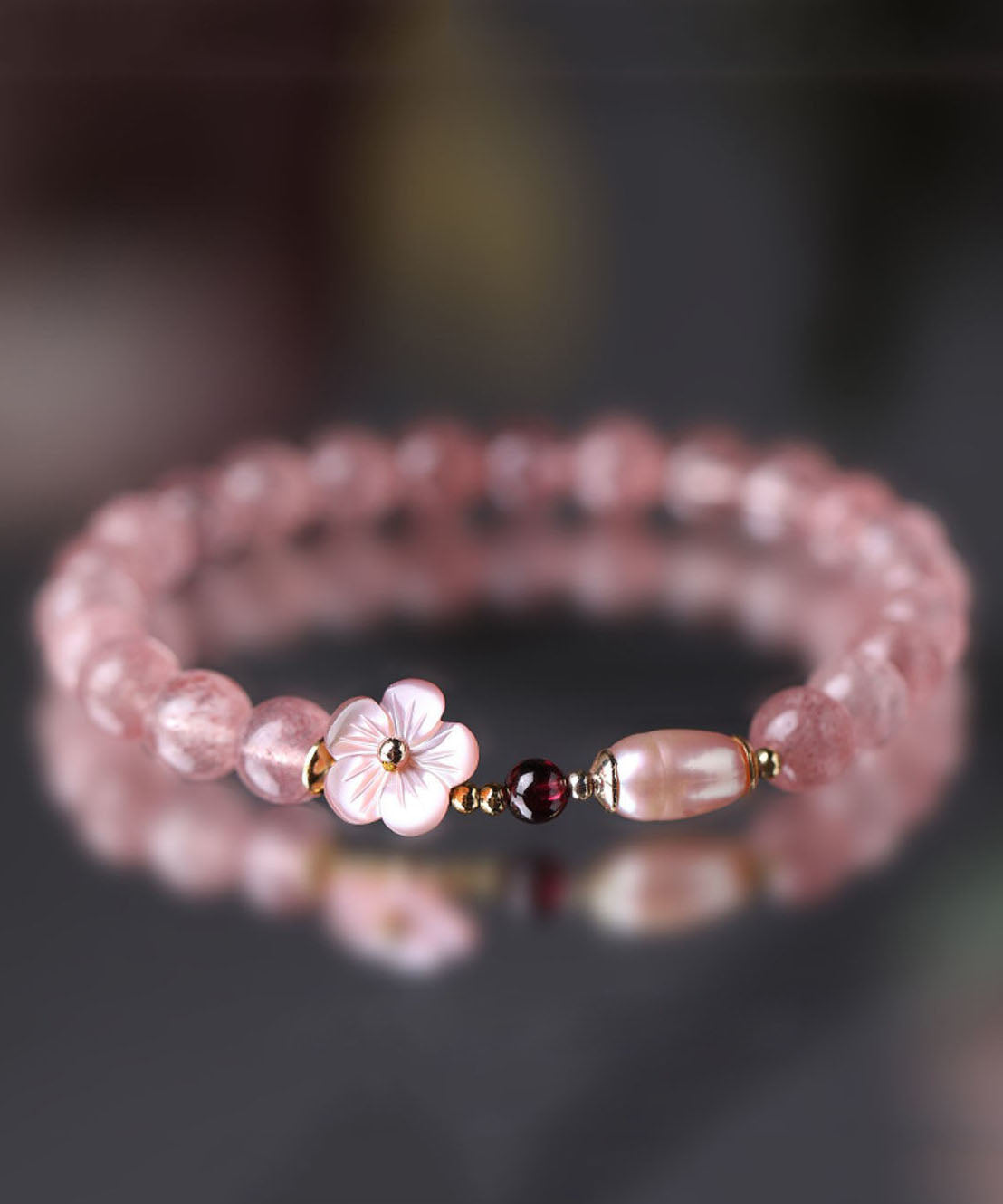 Fine Pink Alloy Crystal Chain Bracelet